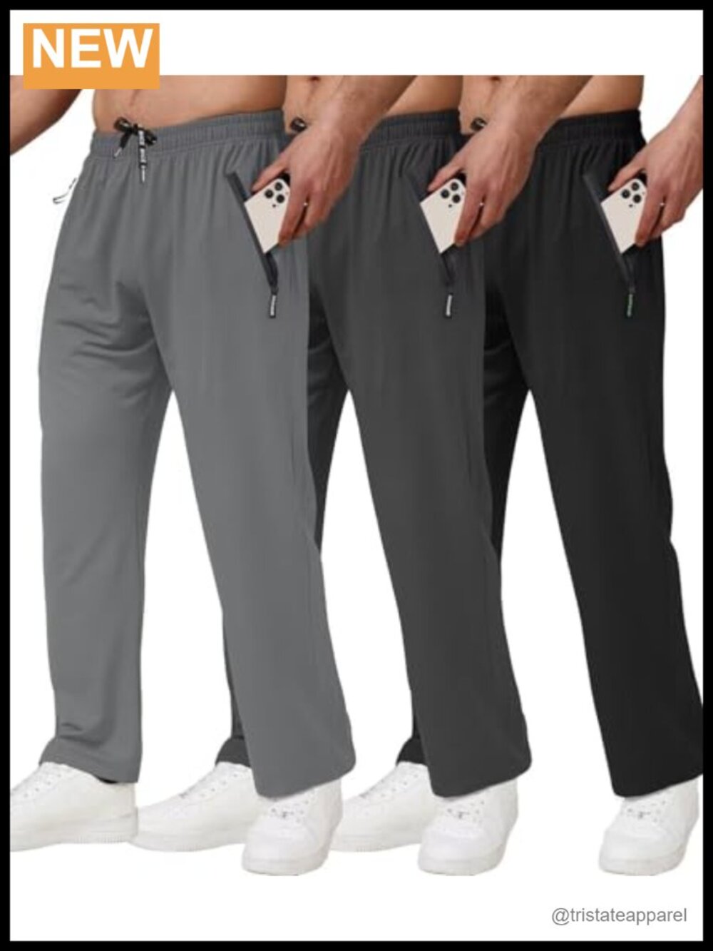 3 Pack Men's Athletic Pants with Zip Pockets Lightweight Sweatpants